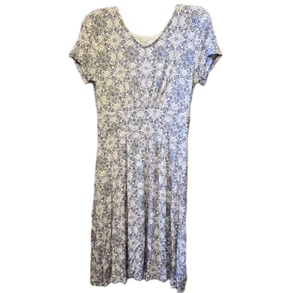NWOT Croft & Barrow blue, black, and white short sleeve dress size small